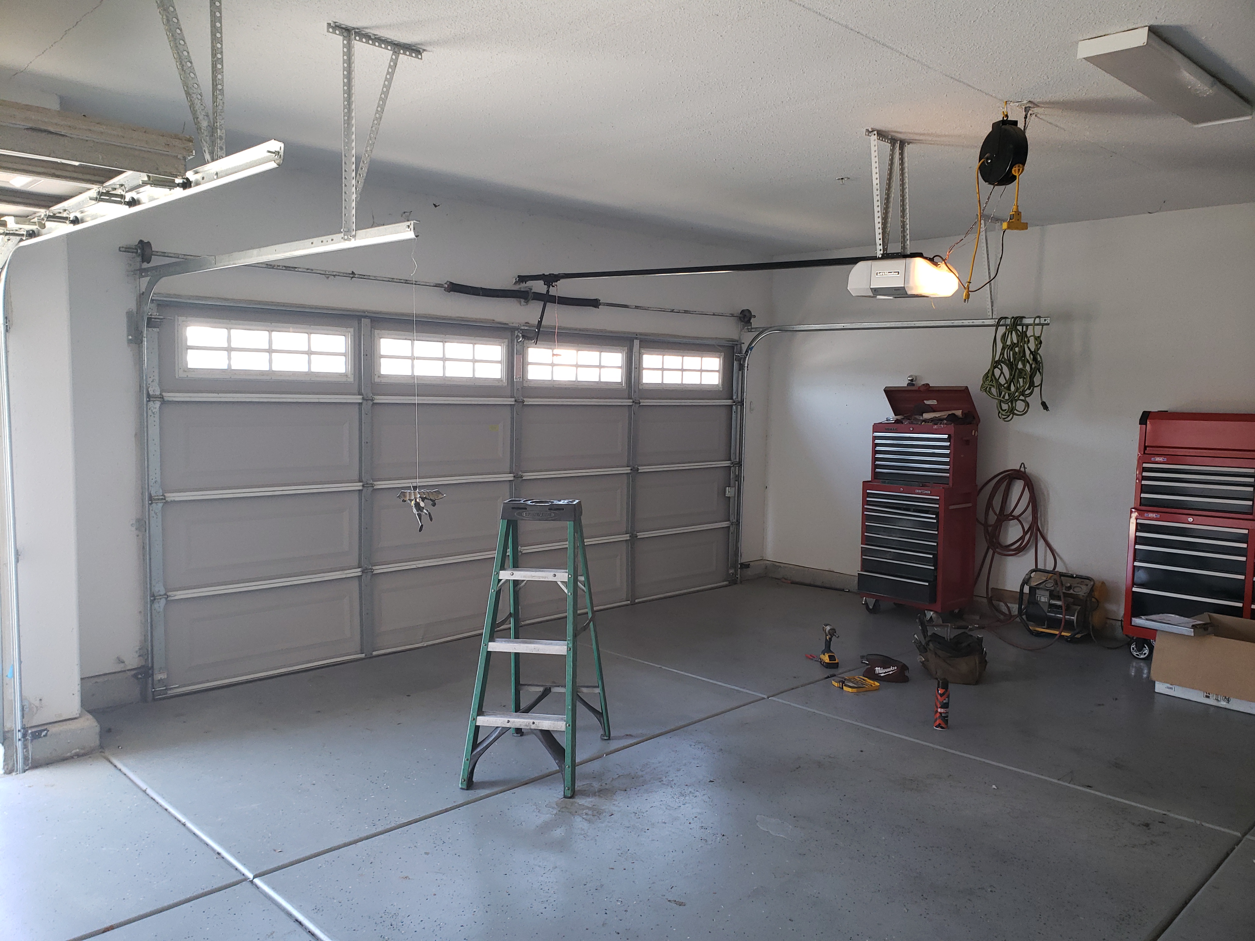 Old, worn-out garage door